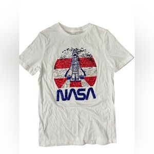 Red White and Blue NASA sequined kids t-shirt